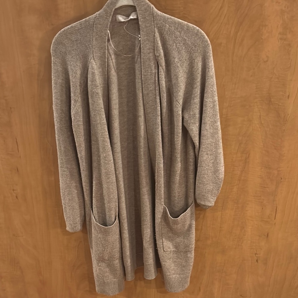 LOFT beige Cardigan Sweater with Shawl Collar